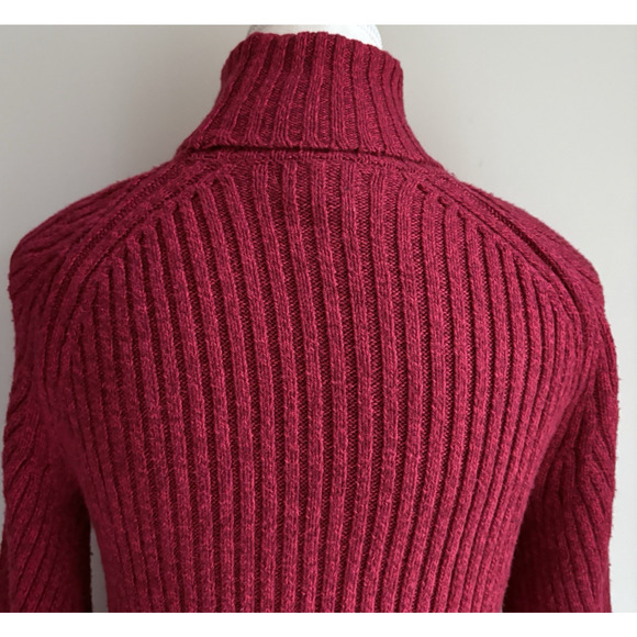 SUNDANCE Ribbed Knit Turtleneck Fitted Sweater Cotton Silk Stretchy Red S - Picture 9 of 13
